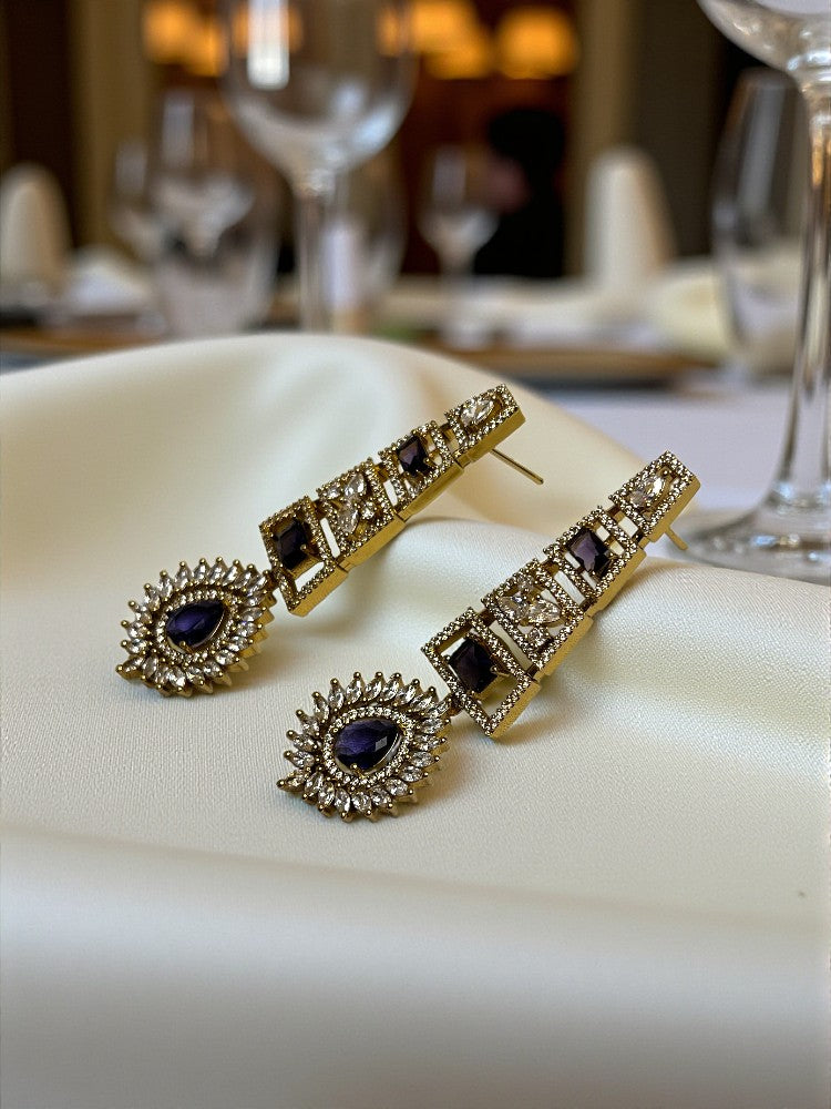 Purple Gold Amara American Diamond Necklace Set