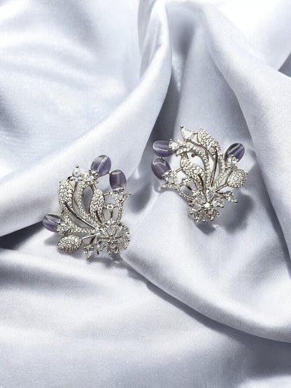 Purple Silver AD Kanishka Studs