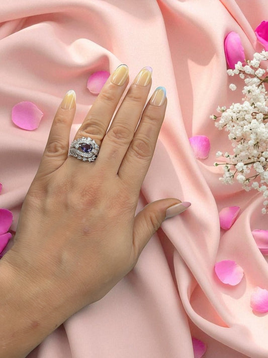 Purple Silver AD Prisha Ring