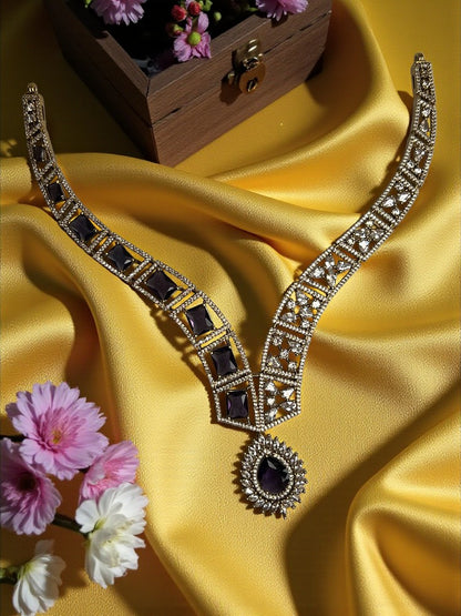 Purple Gold Amara American Diamond Necklace Set