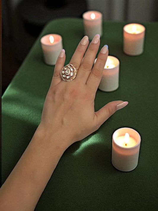 Red Pearl Nayani adjustable Ring