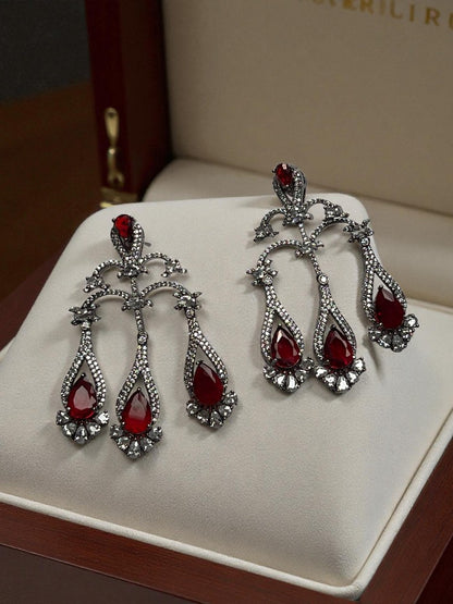Ruby Chandlier Dangler Earrings