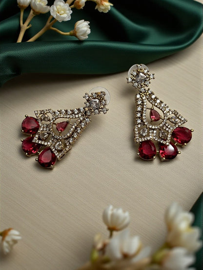 Ruby Gold Bela American Diamond Necklace Set