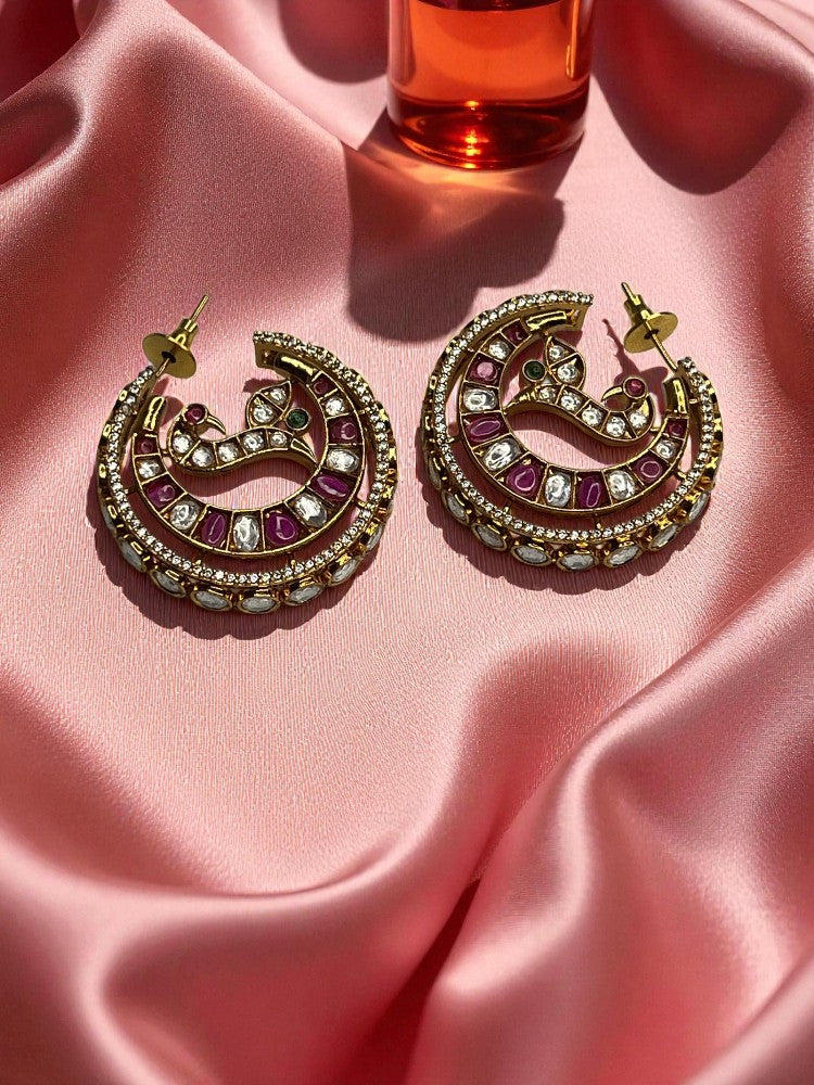 Ruby Half Moon Hoops Earrings