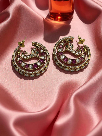 Ruby Half Moon Hoops Earrings