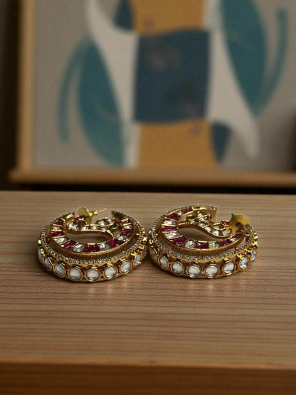 Ruby Half Moon Hoops Earrings
