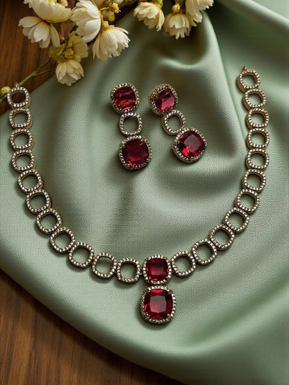 Ruby Gold Vanya American Diamond Necklace Set