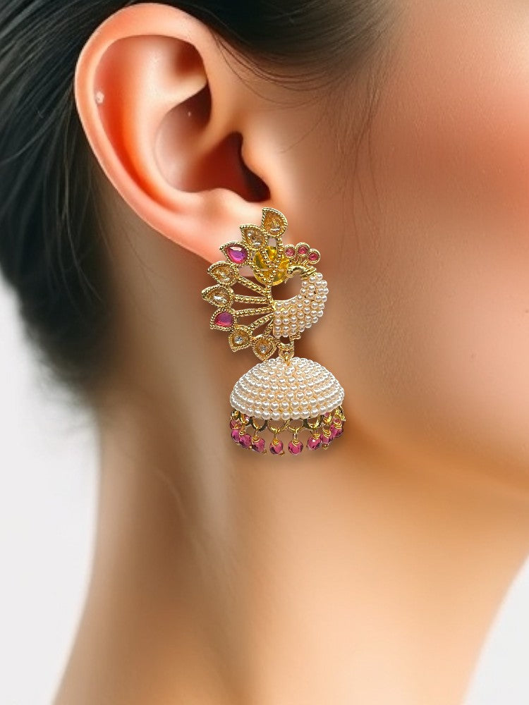 Ruby Meera Jhumki Earrings