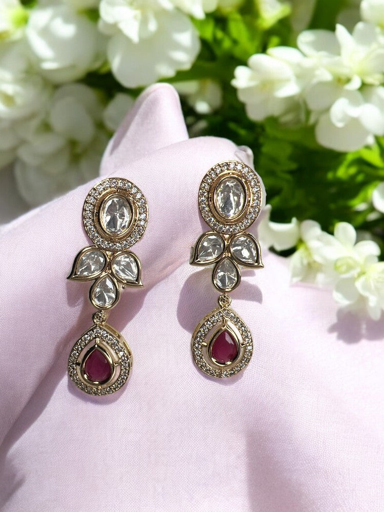 Ruby Mrisha Gold Dangler Earrings