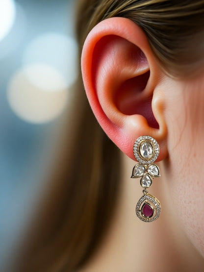 Ruby Mrisha Gold Dangler Earrings