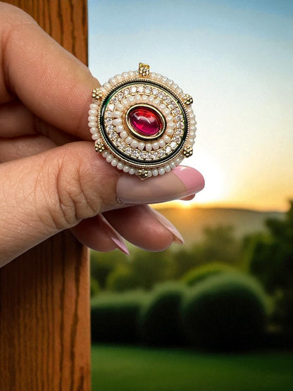 Ruby Pearl Trisha adjustable Ring