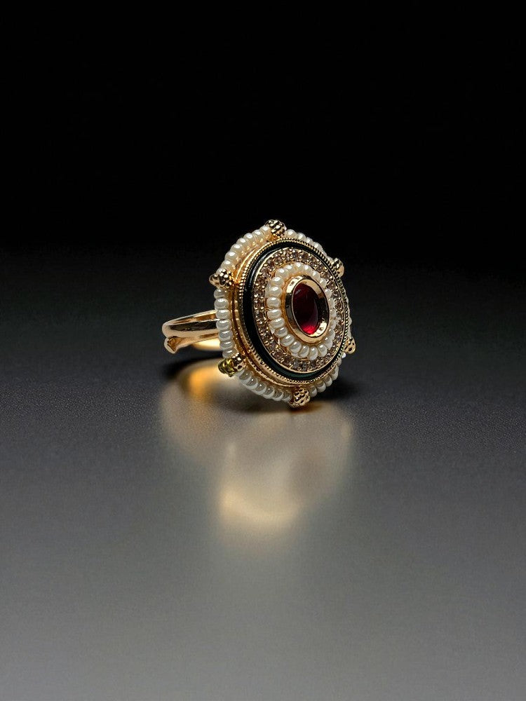 Ruby Pearl Trisha adjustable Ring