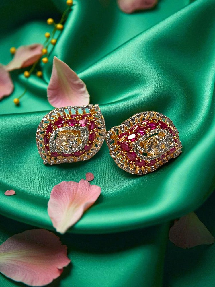 Ruby Leaf Studs Earrings