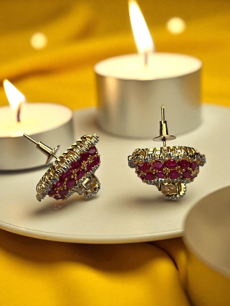 Ruby Leaf Studs Earrings