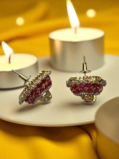 Ruby Leaf Studs Earrings