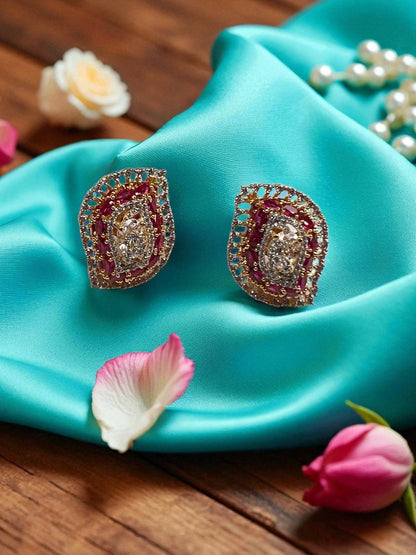 Ruby Leaf Studs Earrings