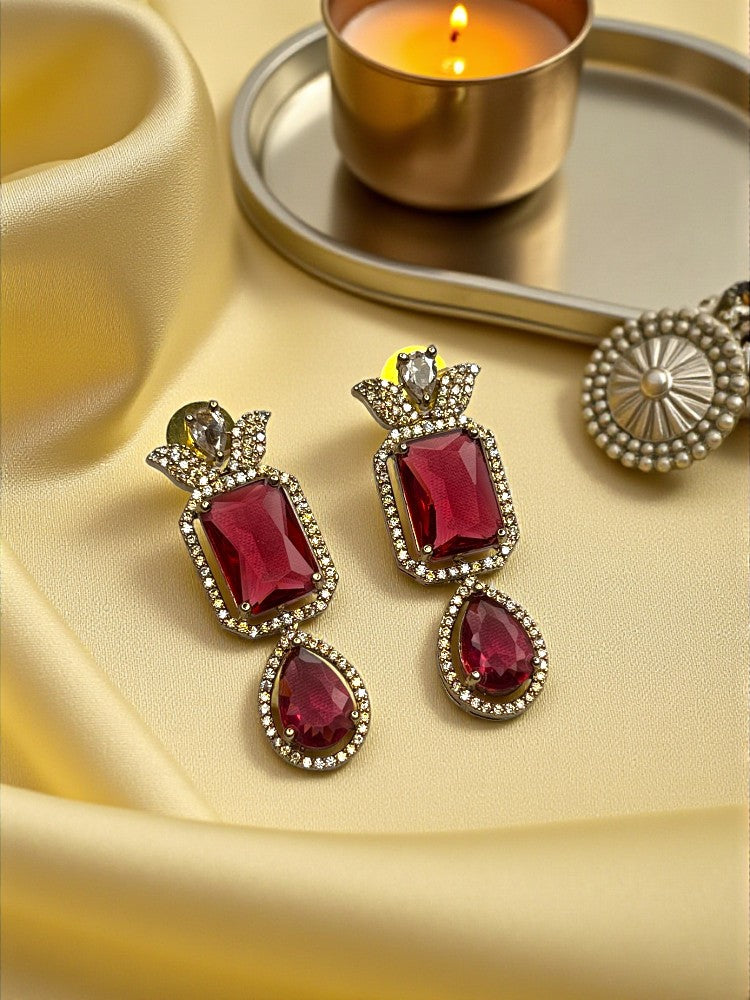 Ruby Gold Darika American Diamond Necklace Set