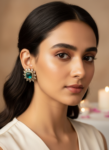 Sea Green Disha Stud Earrings