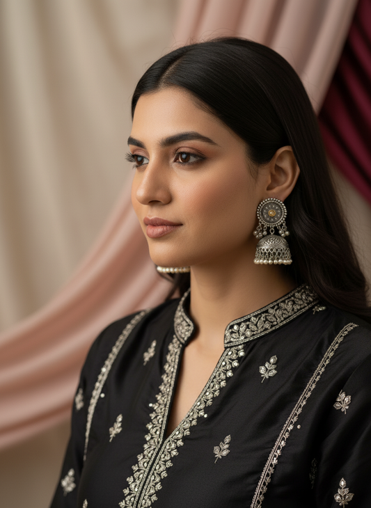 silver replica jhumkis