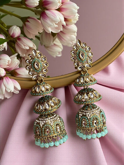 Turquoise Prachi Jhumki Earrings
