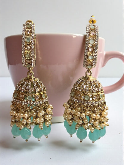 Turquoise Sheena Jhumki Earrings