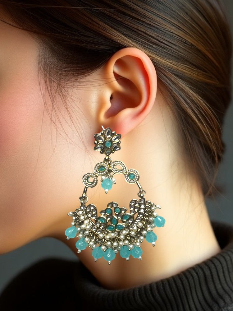 Turquoise Anika Chandbali Earrings