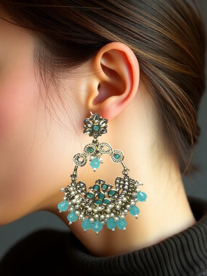 Turquoise Anika Chandbali Earrings