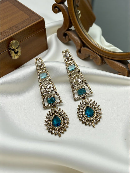 Turquoise Gold Amara American Diamond Necklace Set