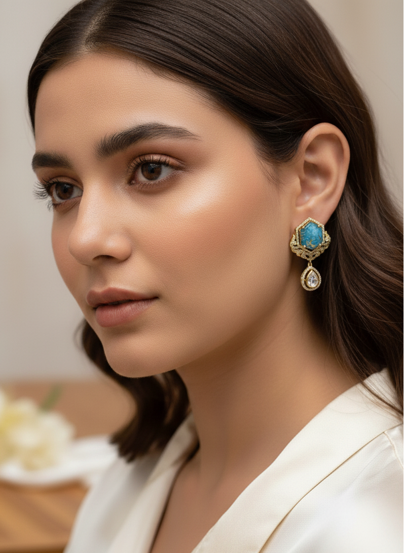 Turquoise Nishan Dangler Earrings