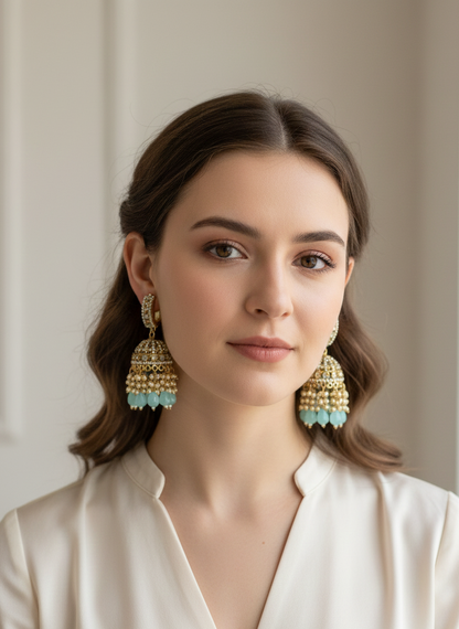 Turquoise Sheena Jhumki Earrings