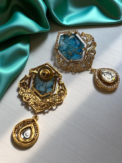 Turquoise Nishan Dangler Earrings