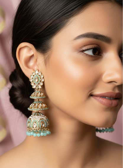 Turquoise Prachi Jhumki Earrings