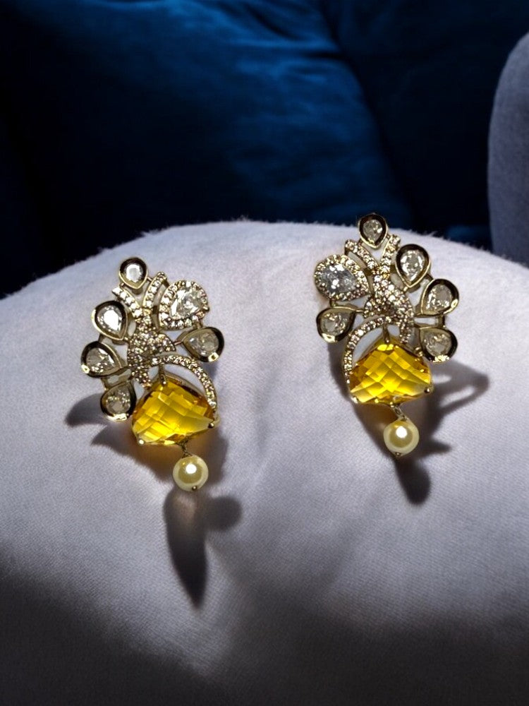 Yellow Anvi Stud Earrings gold