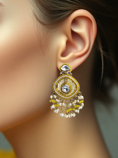 Yellow Chandbali Earrings
