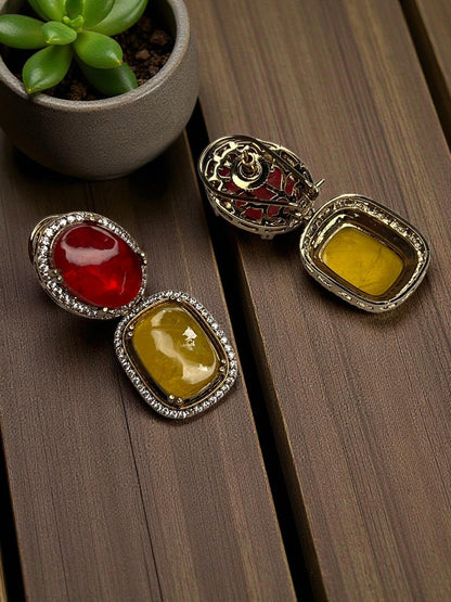 Yellow Red Classy Dangler Earrings