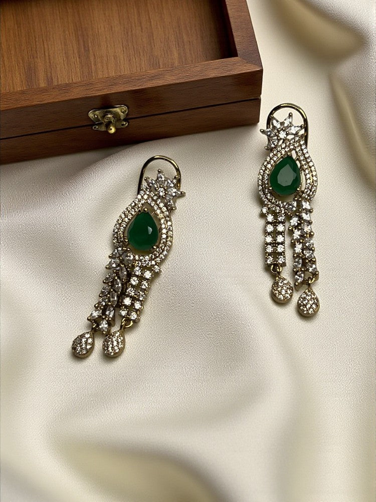 Emerald Niharika American Diamond Necklace Set