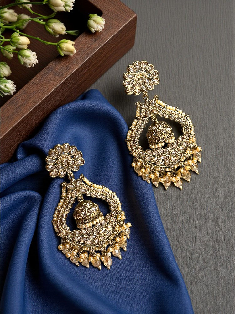Golden Namisha Chandbali Earrings