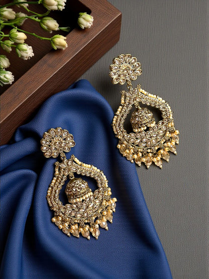 Golden Namisha Chandbali Earrings