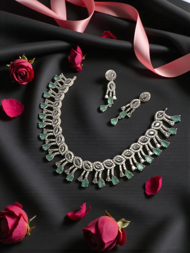 Mint Green necklace American diamond