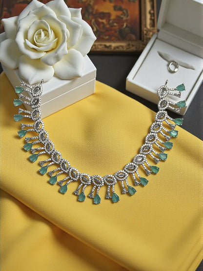 Mint Green necklace American diamond