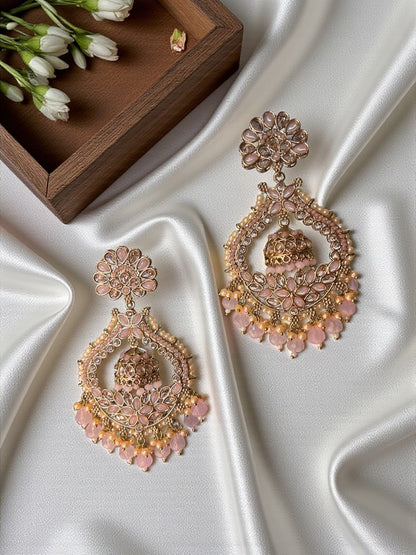 Pink Chandbali Earrings