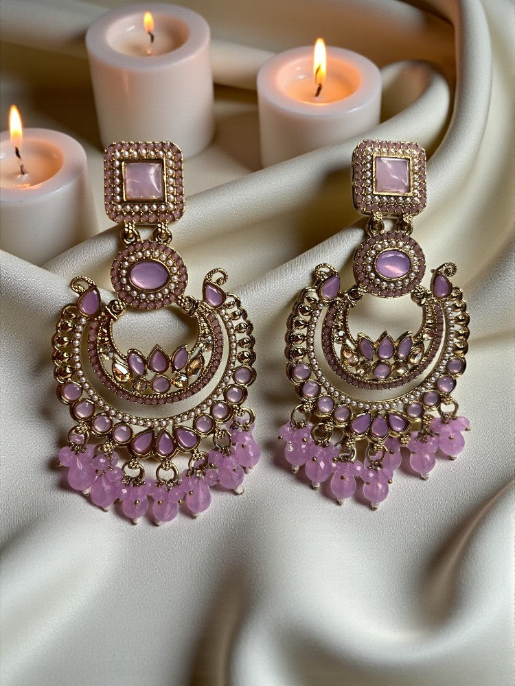 Purple Nita Chandbali Earrings