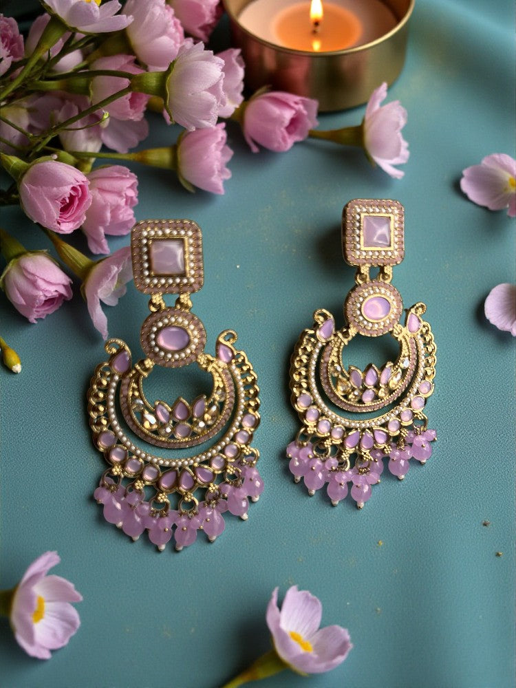 Purple Nita Chandbali Earrings
